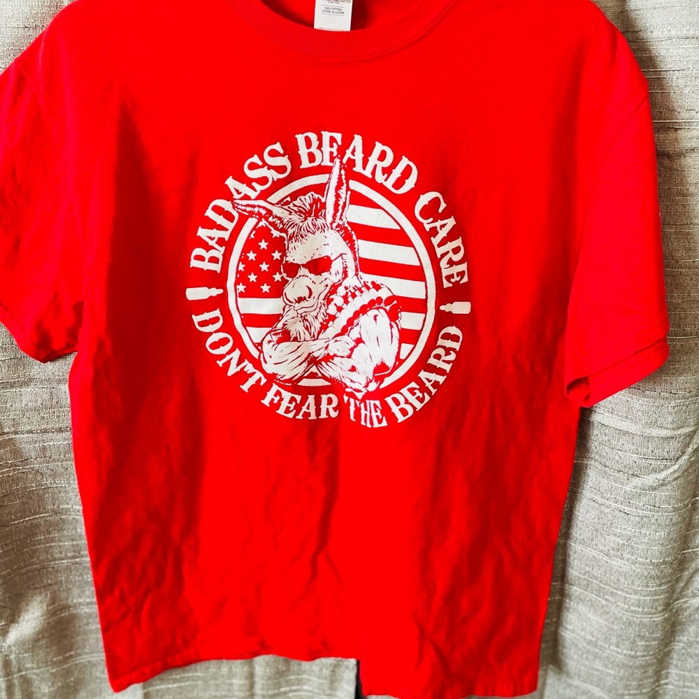 Badass Beard care red tshirt- size large